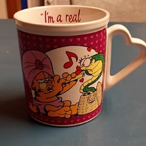 Vintage Garfield Heart Handle Ceramic Mug Read Blemish On Bottom Rim